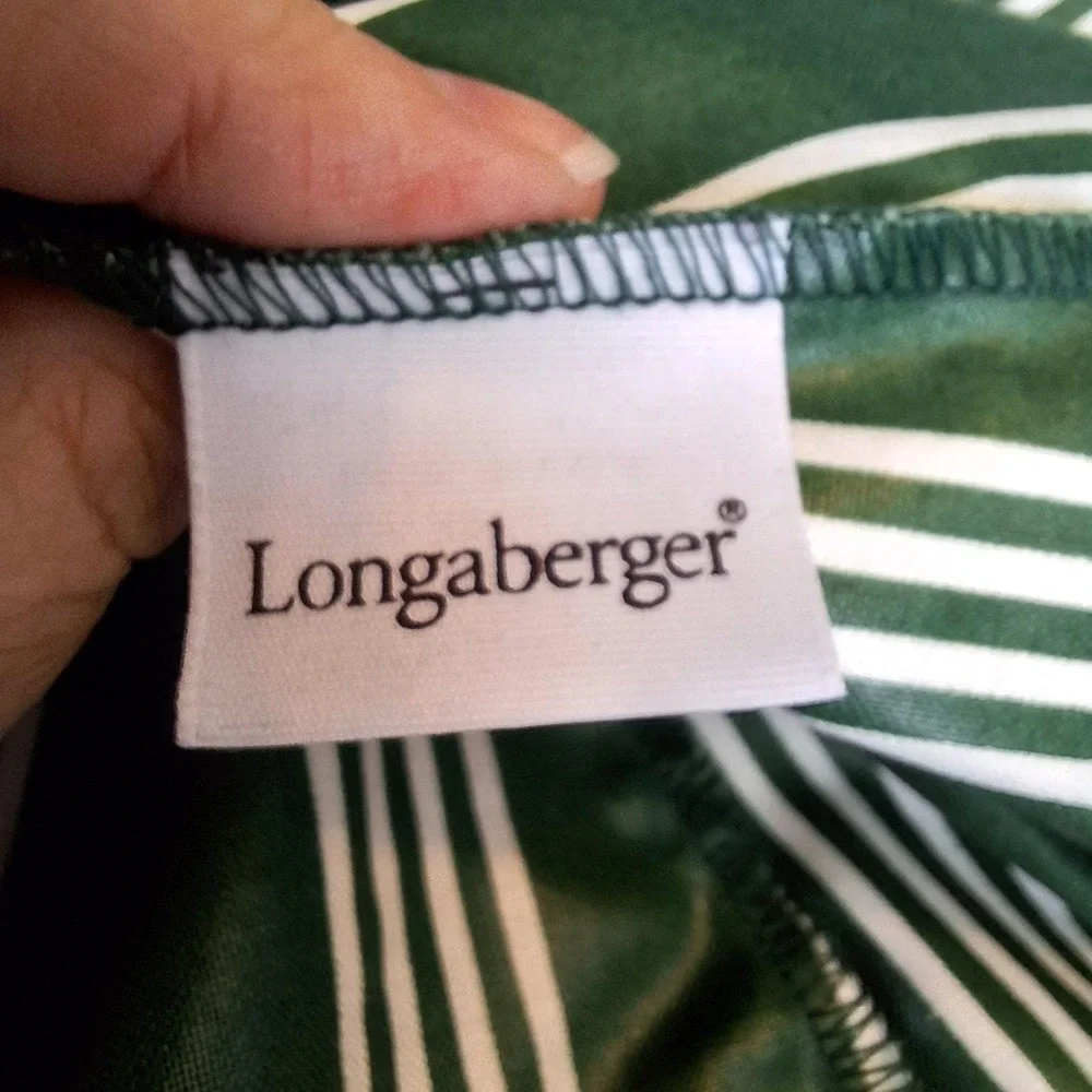 Longaberger Hunter Green Stripe M Vegetable/Sleigh Basket Liner 2510116 USA